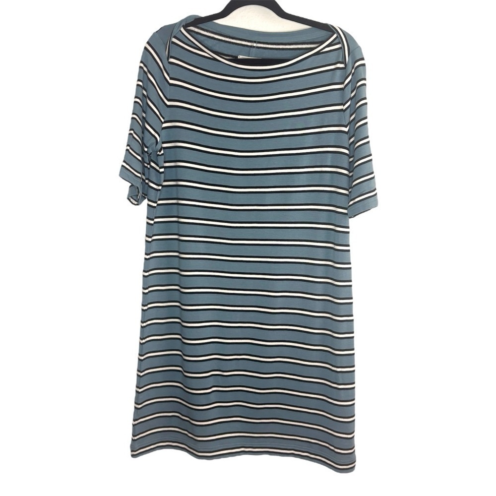 NWT Lou & Grey Striped Dress Blue and Black Soft Stretchy Size Large